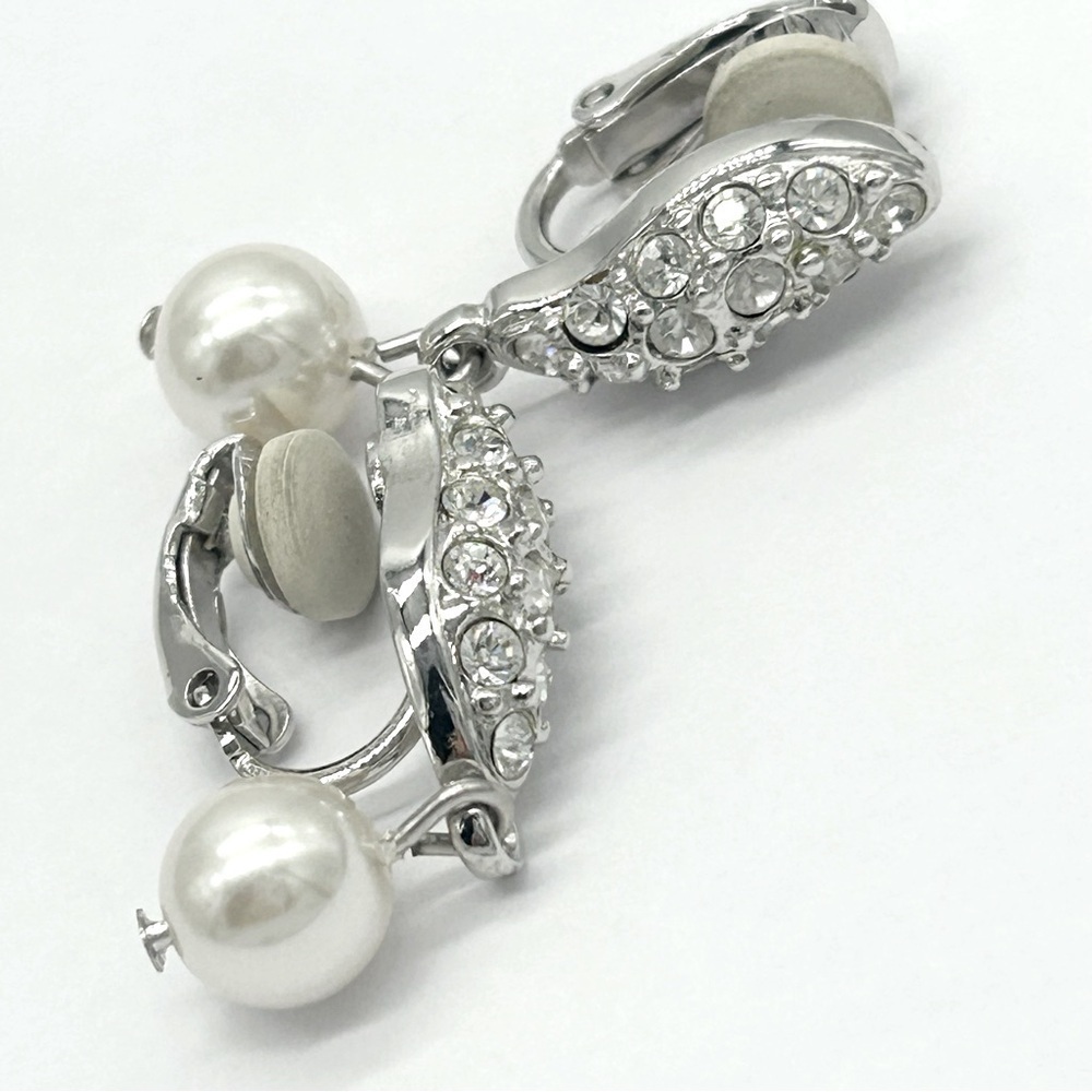 Swarovski Crystal Drop Pearl Clip Earrings